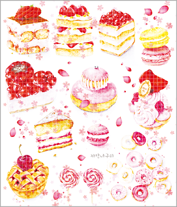 <再入荷なし> シール  フィルムケーキ柄シールなど全5種類  ステッカー 韓国限定 紙もの かわいい 韓国