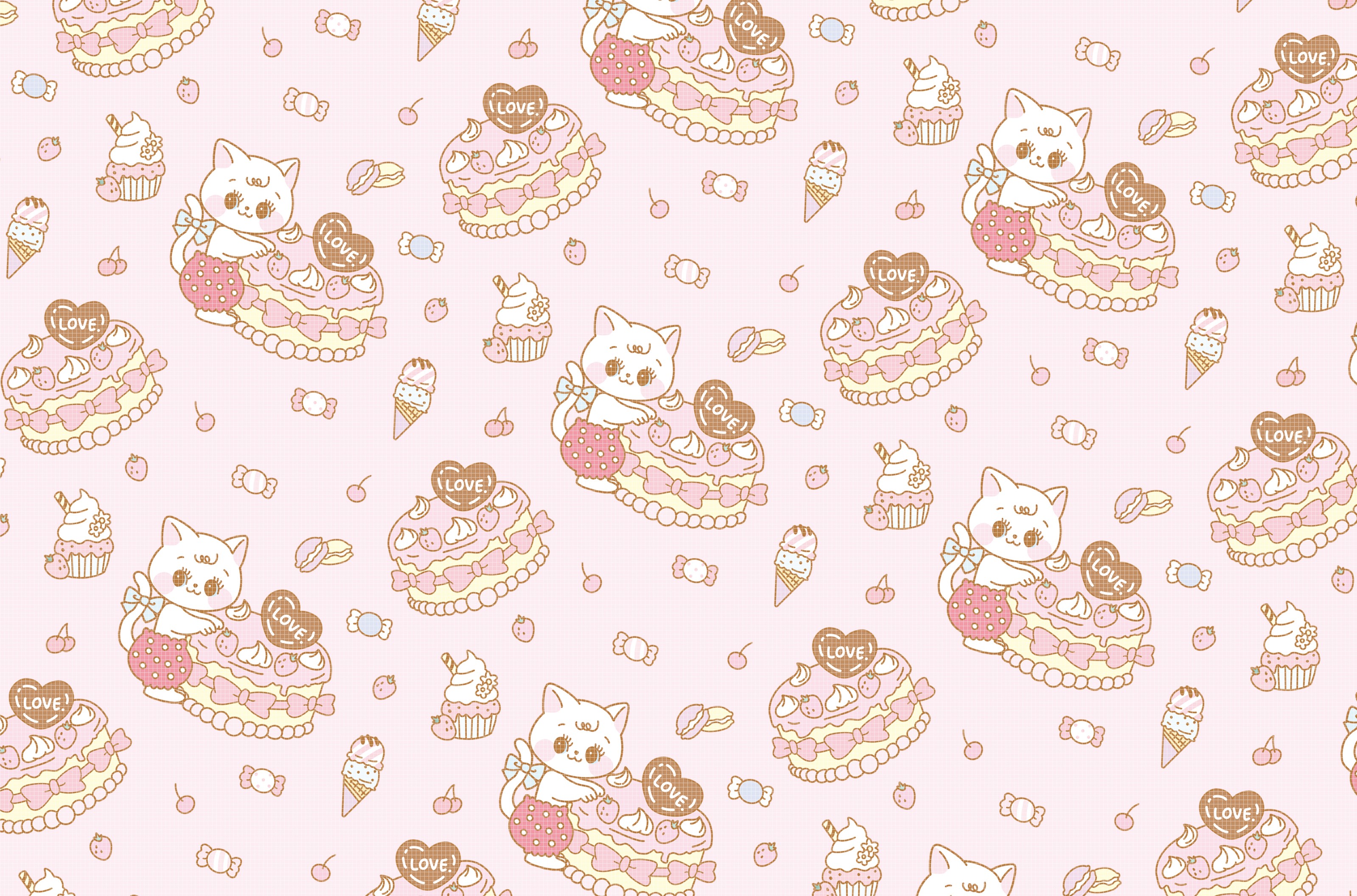 <再入荷なし> luv sweet catなど2種類　ラッピングペーパー A4サイズ(5枚・10枚・20枚)