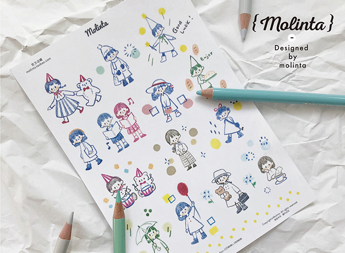鉛筆小人 シール　molinta
