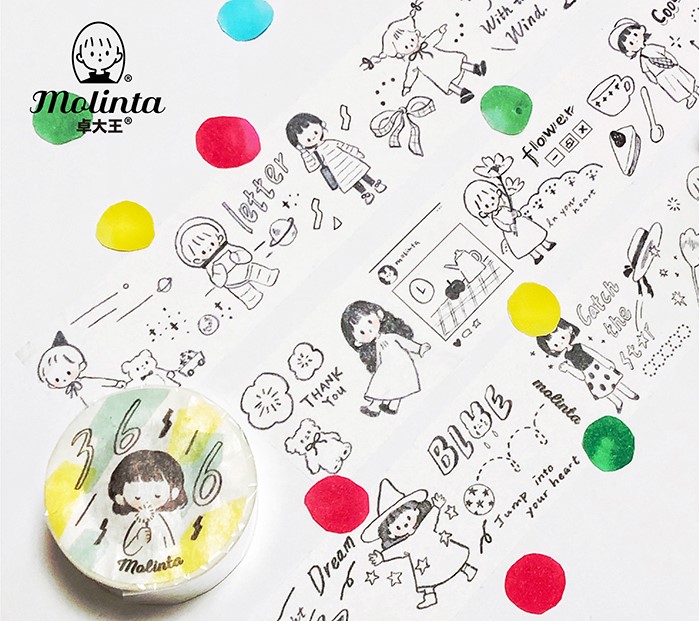 白黒人物　 マスキングテープ　molinta　