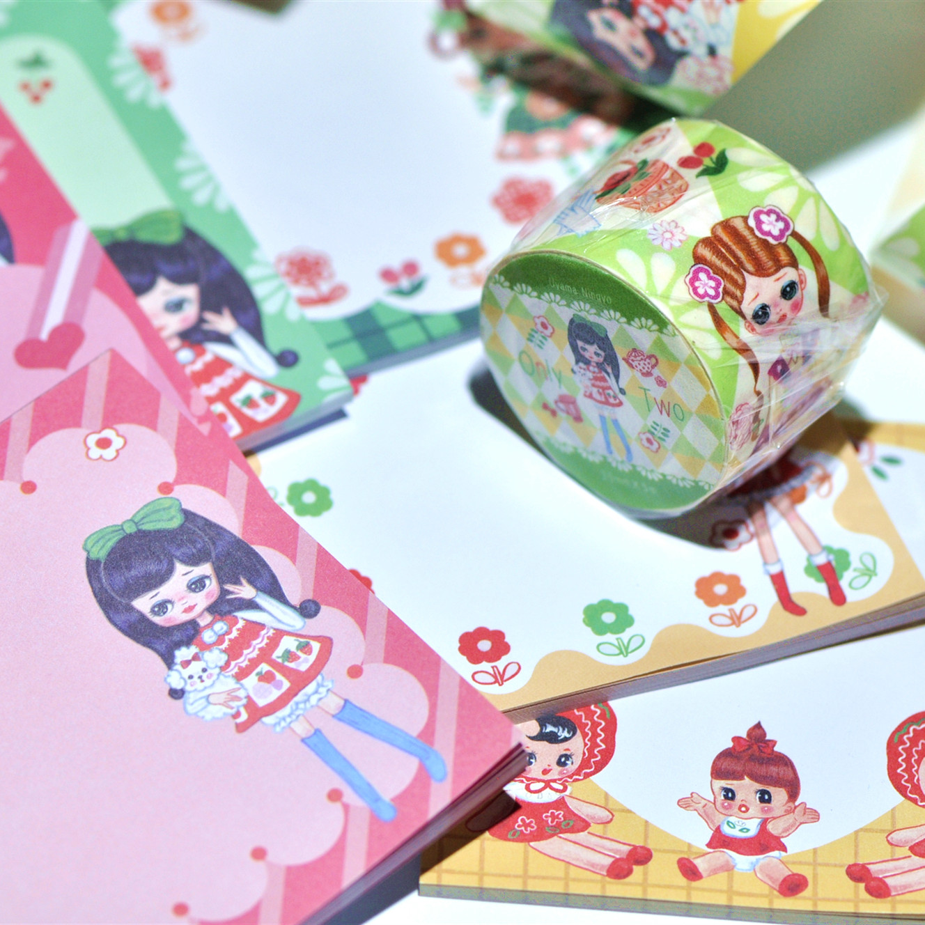 マスキングテープ  メモ帳  Uyama Ningyo柄など全5種類　女の子  テープ　two