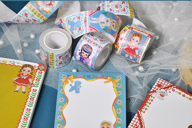 マスキングテープ メモ帳 Vintage girlシリーズ全8種類　女の子 テープ　memopad two