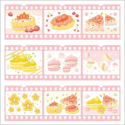 <再入荷なし> シール  フィルムケーキ柄シールなど全5種類  ステッカー 韓国限定 紙もの かわいい 韓国