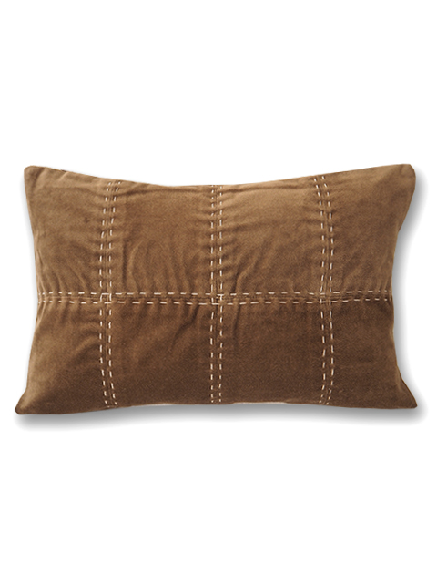 【フランス直輸入】オンフィル ダンディエンヌ en fil d'Indienne ピロークッションカバー BOHO Taupe（W45xH30cm/カバーのみ）