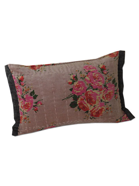 【フランス直輸入】オンフィル ダンディエンヌ En fil d'Indienne ピロークッション Rosy Velours Rose（ 30x45cm・中材入り）Type.A