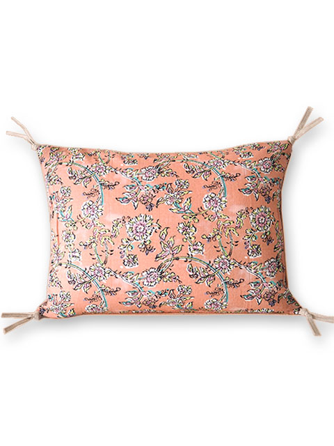 【フランス直輸入】オンフィル ダンディエンヌ en fil d'Indienne ミニクッションカバー Anna Rose Poudre（W35xH25cm/カバーのみ）