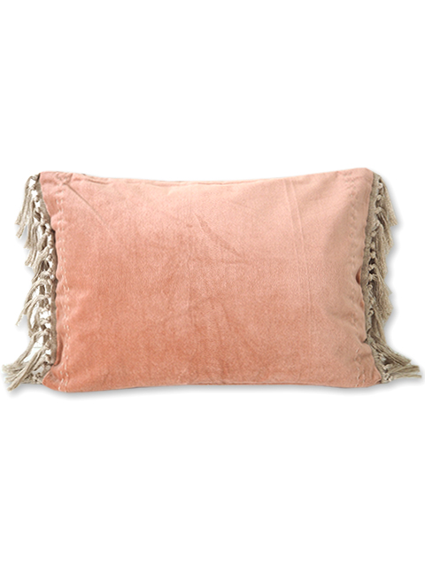 【フランス直輸入】オンフィル ダンディエンヌ en fil d'Indienne ピロークッションカバー BOHO Rose Poudre（W50xH35cm/カバーのみ）