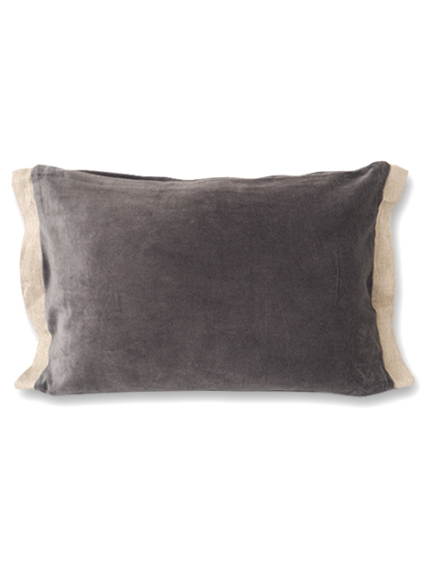 【フランス直輸入】オンフィル ダンディエンヌ en fil d'Indienne ピロークッションカバー Medicis Anthracite（W50xH35cm/Type.B）（カバーのみ）