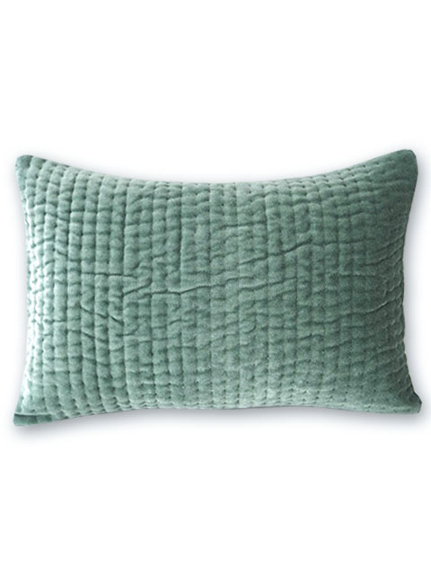 【フランス直輸入】オンフィル ダンディエンヌ en fil d'Indienne ピロークッションカバー Vague Celadon（W45xH30cm・カバーのみ）