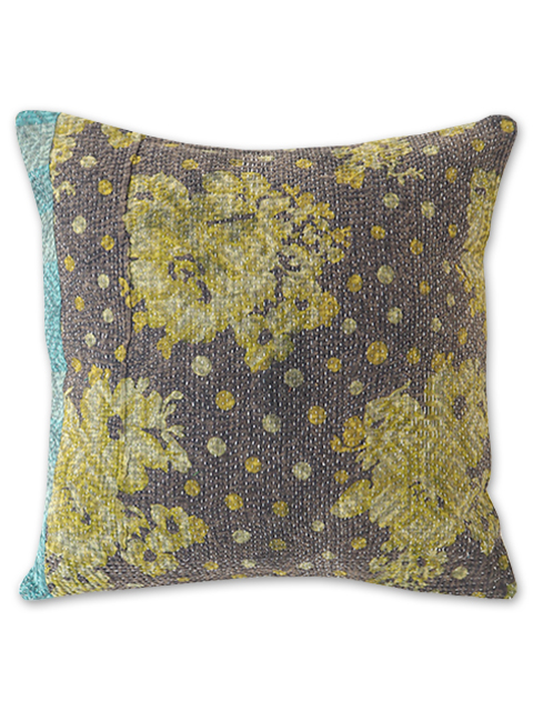 【フランス直輸入】オンフィル ダンディエンヌ en fil d'Indienne ヴィンテージカンタ　クッションカバー（W45xH45cm・カバーのみ）Type.F