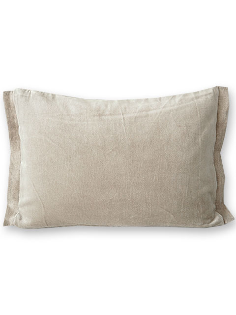 【フランス直輸入】オンフィル ダンディエンヌ en fil d'Indienne ピロークッションカバー Medicis Beige（W50xH35cm）（カバーのみ）