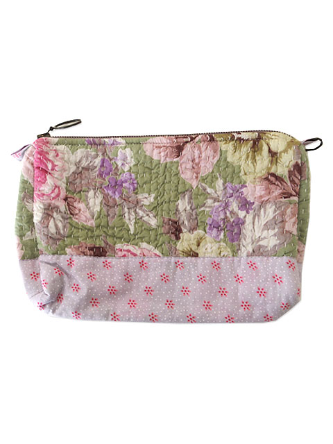 【フランス直輸入】オンフィル ダンディエンヌ En fil d'Indienne ポーチ 小物入れ Purple Rose Citron Lサイズ (W25XD5xH18cm）