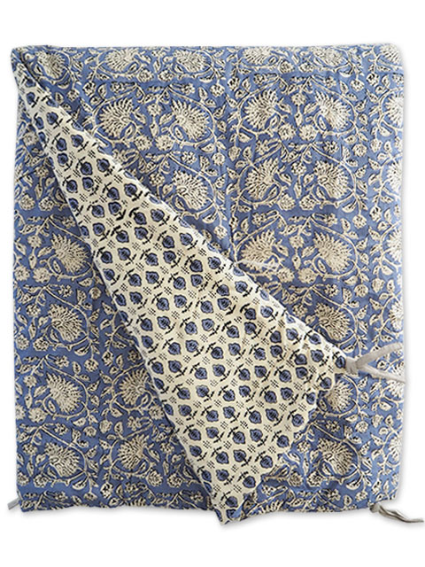 【フランス直輸入】オンフィル ダンディエンヌ en fil d'Indienne キルトマルチカバー INDIENNE Denim（W140xH240cm）