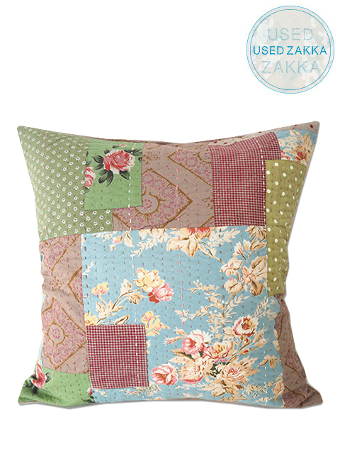 『USED ZAKKA』オンフィル ダンディエンヌ En fil d'Indienne クッションカバー Jaipur Hiver（W45xH45cm・カバーのみ）Type.B