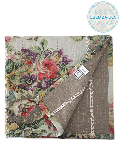 『USED ZAKKA』オンフィル ダンディエンヌ En fil d'Indienne キルト マルチカバー Bouquet （W160xH160cm）