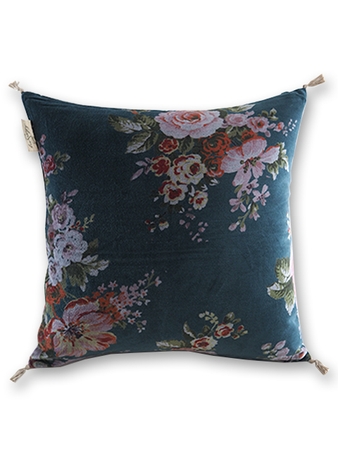 【フランス直輸入】インディアンソング Indian Song・花柄 ベロア クッションカバー/Bangalore・Canard カナール（W45xH45cm）Type.I