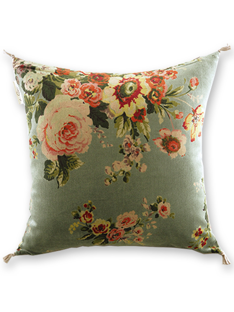 【フランス直輸入】インディアンソング Indian Song ベロア クッションカバー/Bangalore・Celadon（W45xH45cm）Type.G