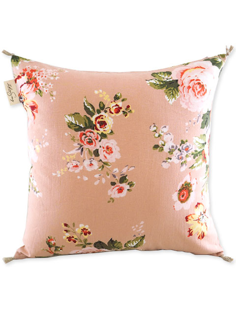 【フランス直輸入】インディアンソング Indian Song・花柄 コットン クッションカバー/Bangalore ete・Rose Poudre ローズプードル（W45xH45cm）Type.B