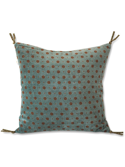 【フランス直輸入】「訳ありお値引き10％OFF」インディアンソング Indian Song ベロア クッションカバー/Mumbai・Olive（W45xH45cm）Type.A