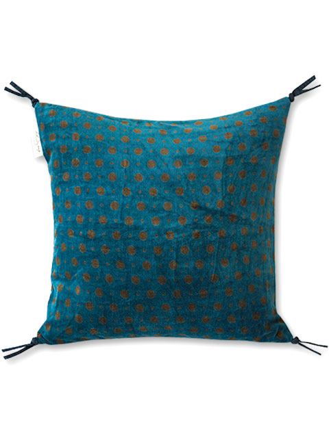 【フランス直輸入】インディアンソング Indian Song ベロア クッションカバー/Mumbai・Teal（W45xH45cm）Type.A