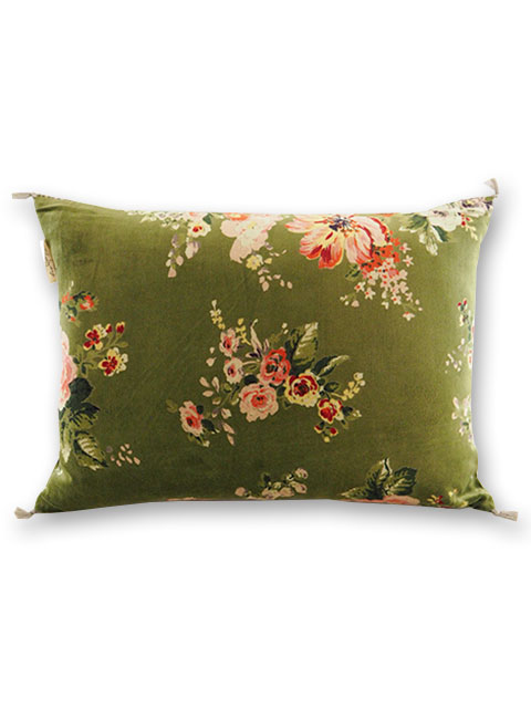 【フランス直輸入】インディアンソング Indian Song・花柄 ベロア ピロークッションカバー/Bangalore・Avocat アヴォカ（W55xH40cm）Type.D