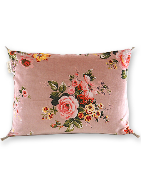 【フランス直輸入】インディアンソング Indian Song・花柄 ベロア ピロークッションカバー/Bangalore・Orchidee オルキデ（W55xH40cm）Type.D