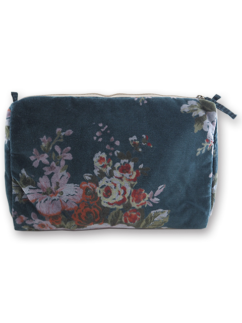 『SALE・セール60%OFF』【フランス直輸入】インディアンソング Indian Song・花柄 ベロア ポーチ・L/Bangalore・Canard（W30.5xH20xマチ11cm）Type.A