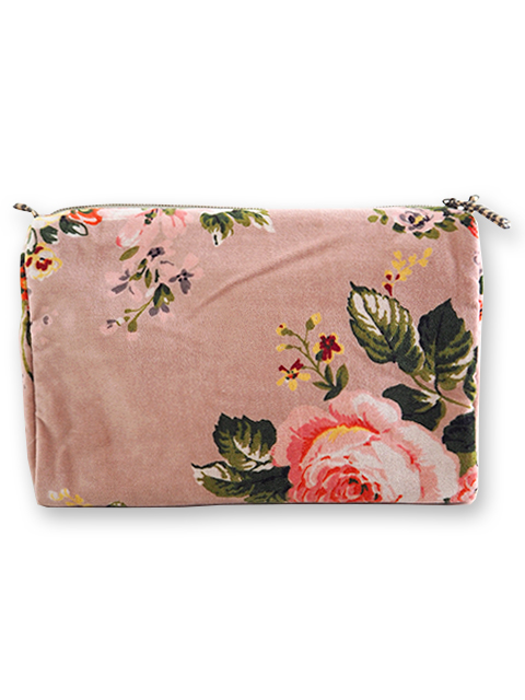 『SALE・セール60%OFF』【フランス直輸入】インディアンソング Indian Song・花柄 ベロア ポーチ・L/Bangalore・Orchidee オルキデ（W30.8xH21.8xマチ11.2cm）Type.B