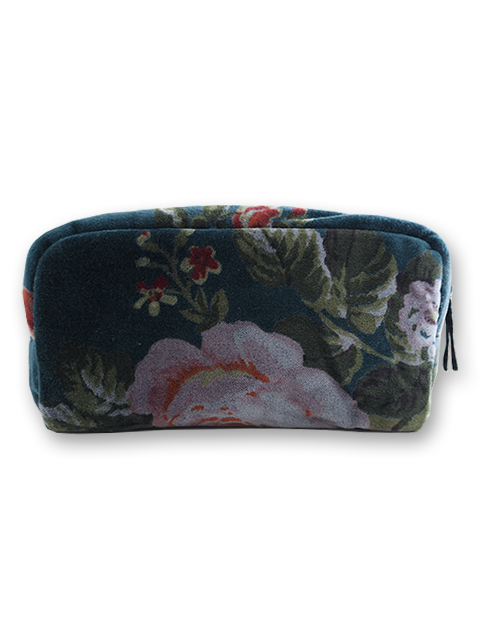 【フランス直輸入】インディアンソング Indian Song・花柄 ベロア ポーチ・M1/Bangalore・Canard（W21.5xH11cmxマチ7cm）Type.A