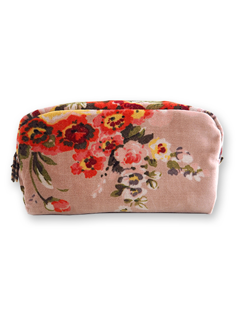 『SALE・セール60%OFF』【フランス直輸入】インディアンソング Indian Song・花柄 ベロア ポーチ・M1/Bangalore・Orchidee オルキデ（W21.5xH12cmxマチ6.8cm）Type.A