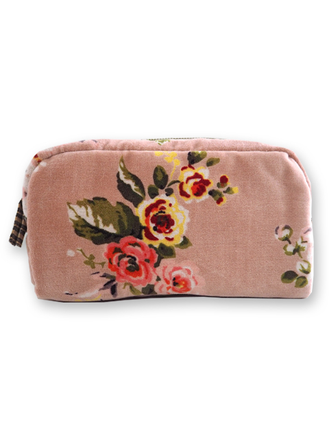 『SALE・セール60%OFF』「訳ありお値引き5%OFF」（合計65%OFF）【フランス直輸入】インディアンソング Indian Song・花柄 ベロア ポーチ・M1/Bangalore・Orchidee オルキデ（W21.5xH12.2cmxマチ6.8cm）Type.B