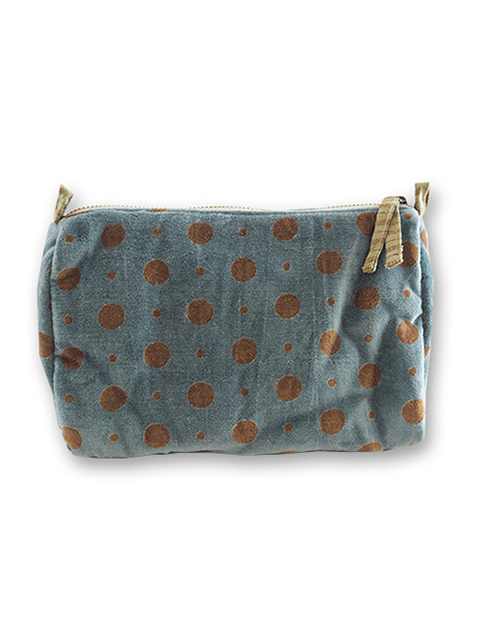 【フランス直輸入】インディアンソング Indian Song ベロア ポーチ・M2/Mumbai・Olive（W20xH13xマチ9cm）Type.A