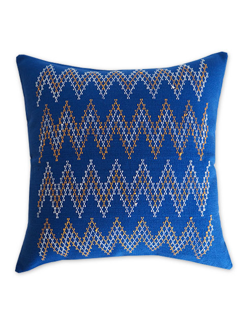 【フランス直輸入】Jamini ジャミニ クッションカバー Cushion-cover・KASHI BLUE（W37xH37cm/Type.B）（カバーのみ）