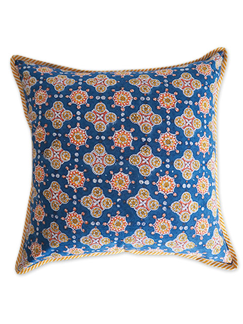 【フランス直輸入】Jamini ジャミニ クッションカバー Cushion-cover・ANTARA BLUE（W40xH40cm/Type.A）（カバーのみ）