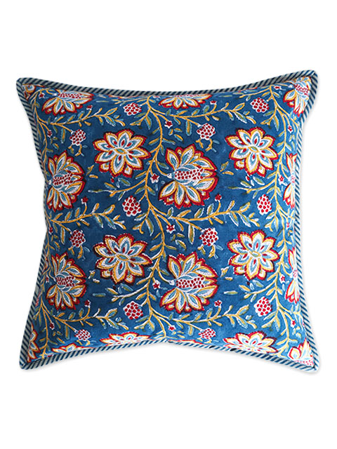 【フランス直輸入】Jamini ジャミニ クッションカバー Cushion-cover・LOUISE BLUE（W40xH40cm/Type.B）（カバーのみ）