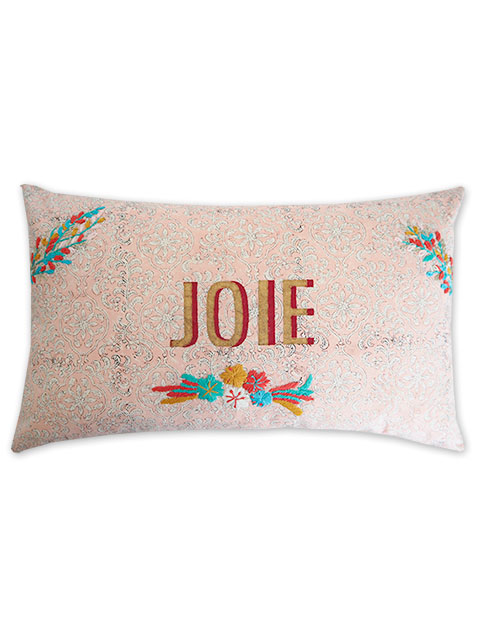 【フランス直輸入】Jamini ジャミニ クッションカバー Cushion-cover・CARMA PINK/JOIE/"喜び"（W50xH30cm/Type.A）（カバーのみ）