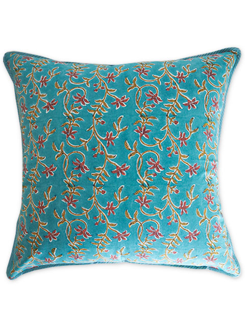 【フランス直輸入】Jamini ジャミニ クッションカバー Cushion-cover・ANAMIKA TURQUOISE（W60xH60cm/Type.A）（カバーのみ）