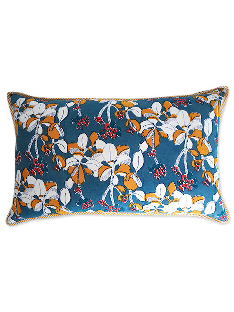 【フランス直輸入】Jamini ジャミニ クッションカバー Cushion-cover・IRIS JEAN（W65xH40cm）（カバーのみ）