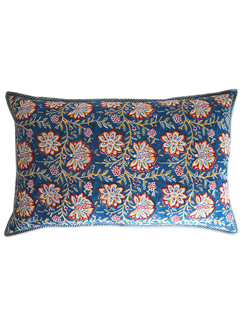 【フランス直輸入】Jamini ジャミニ クッションカバー Cushion-cover・LOUISE BLUE（W65xH40cm）（カバーのみ）