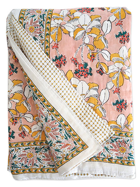 【フランス直輸入】Jamini ジャミニ キルト マルチカバー Quilt Multi-cover・IRIS Pink（W160xH225cm）