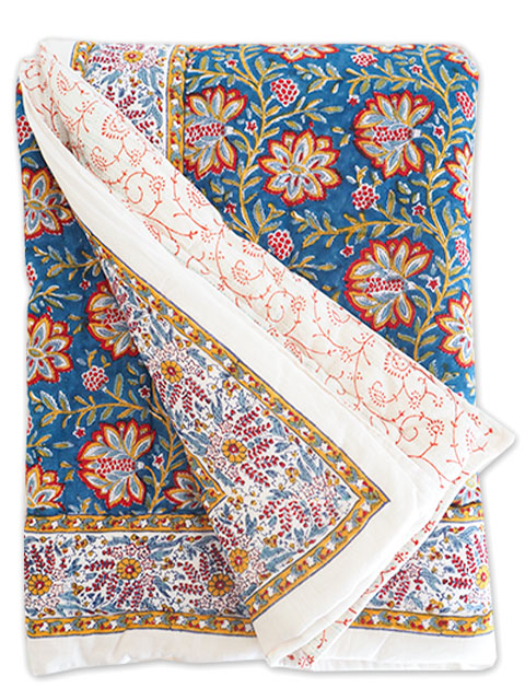 【フランス直輸入】Jamini ジャミニ キルト マルチカバー Quilt Multi-cover・LOUISE BLUE（W160xH225cm）Type.B