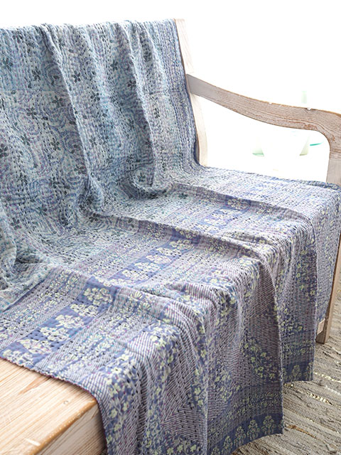 【イギリス直輸入】ジャネット ファリア ヴィンテージカンタ ラリーキルト シングルスロー Jeanette Farrier Vintage Kantha Single Throw・Type.C