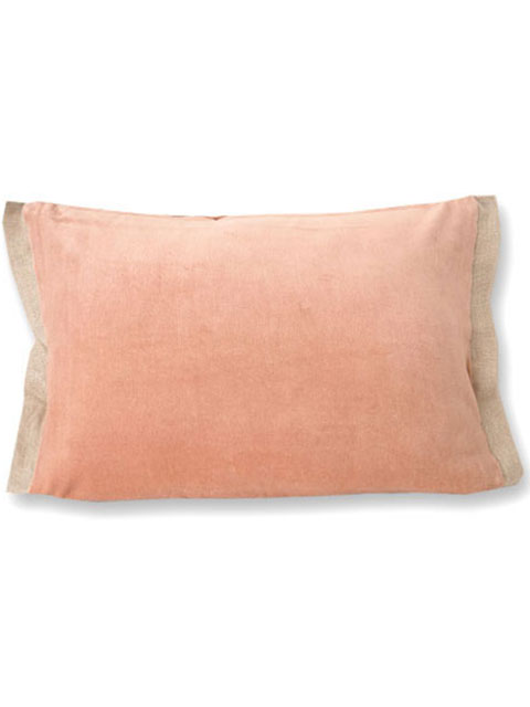 【フランス直輸入】オンフィル ダンディエンヌ en fil d'Indienne ピロークッションカバー Medicis Rose Poudre（W50xH35cm）（カバーのみ）