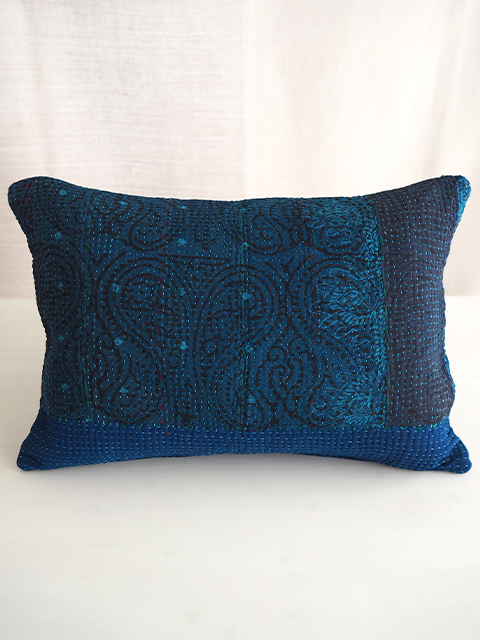【フランス直輸入】オンフィル ダンディエンヌ En fil d'Indienne クッションカバー Vintage Kantha ヴィンテージカンタ（W50xH35cm・カバーのみ）Type.H