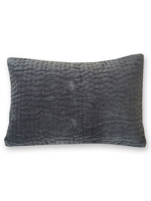 【フランス直輸入】オンフィル ダンディエンヌ en fil d'Indienne ピロークッションカバー Vague Anthracite（W45xH30cm・カバーのみ）