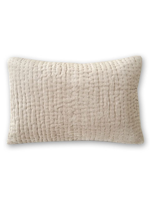 【フランス直輸入】オンフィル ダンディエンヌ en fil d'Indienne ピロークッションカバー Vague Beige（W45xH30cm・カバーのみ）