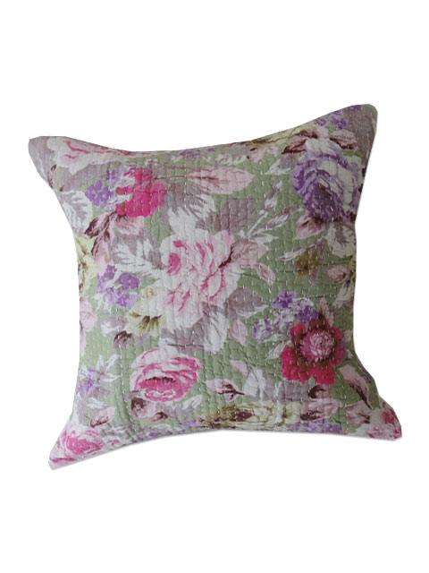 【フランス直輸入】オンフィル ダンディエンヌ En fil d'Indienne クッションカバー Purple Rose Citron (W45XH45cm・カバーのみ）
