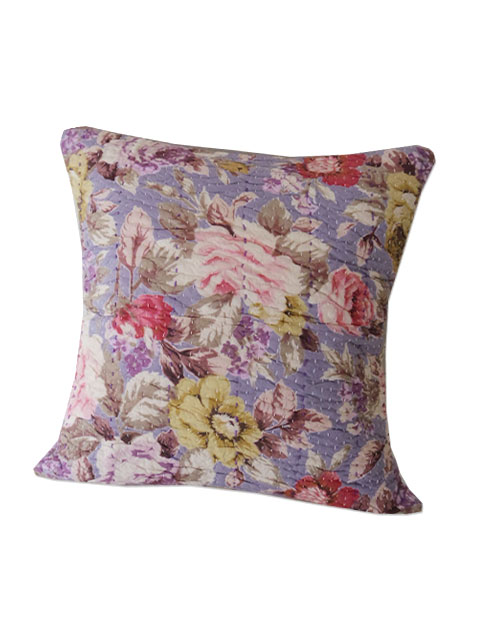 【フランス直輸入】オンフィル ダンディエンヌ En fil d'Indienne クッションカバー Purple Rose Mauve (W45XH45cm・カバーのみ）