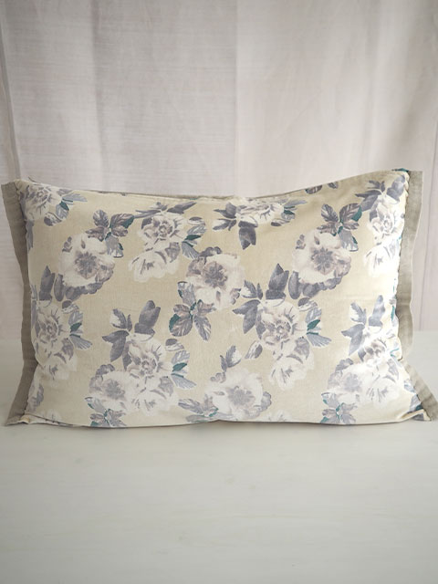【フランス直輸入】オンフィル ダンディエンヌ En fil d'Indienne ラージベロアクッションカバー ANEMONE Beige（W75xH50cm・カバーのみ）Type.B