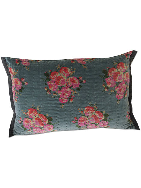 【フランス直輸入】オンフィル ダンディエンヌ En fil d'Indienne ラージピロークッションカバー Rosy Velours Blue（50x75cm・カバーのみ）